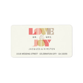 Love and Joy Clear Geo Typography Holiday Wedding Etiket