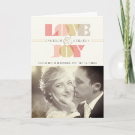 Love and Joy Clear Geo Typography Photo Wedding Feestdagen Kaart