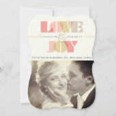 Love and Joy Clear Geo Typography Photo Wedding Feestdagenkaart (Voorkant)
