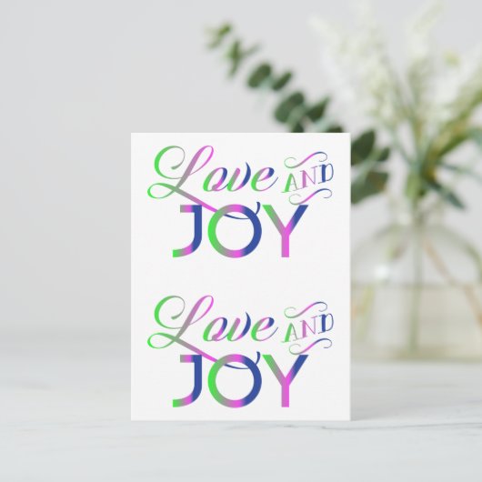 Love and Joy Colorful Briefkaart (Staand voorkant)