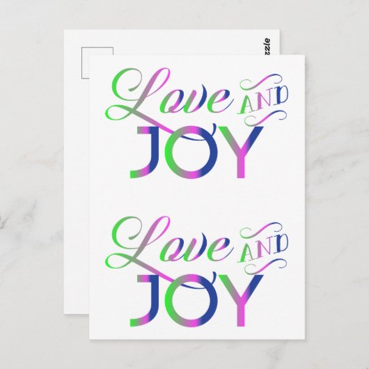 Love and Joy Colorful Briefkaart (Voorkant / Achterkant)