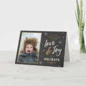 Love and Joy Faux Folie 2 Folded Photo Feestdagen Kaart (Voorkant)