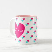 Love and Joy Heart Tweekleurige Koffiemok (Voorkant links)