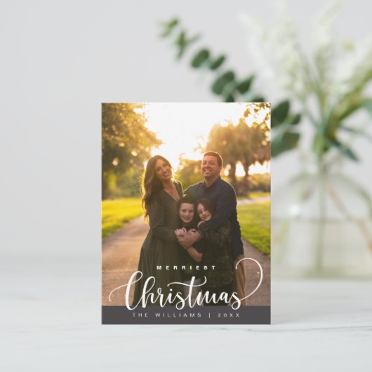 Love and Joy, Merry Christmas Family Photo Briefkaart (Staand voorkant)