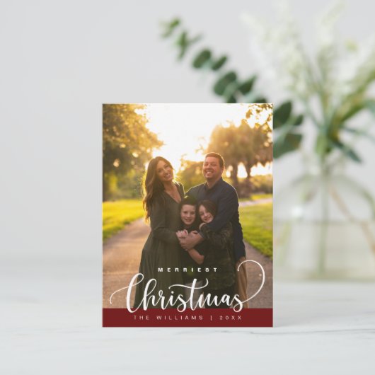 Love and Joy, Merry Christmas Family Photo Briefkaart (Staand voorkant)