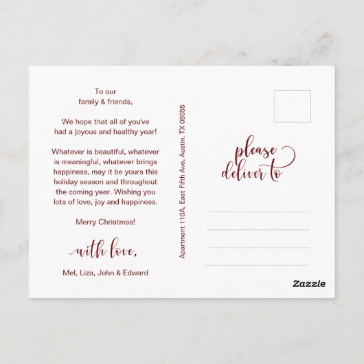 Love and Joy, Merry Christmas Family Photo Briefkaart (Achterkant)