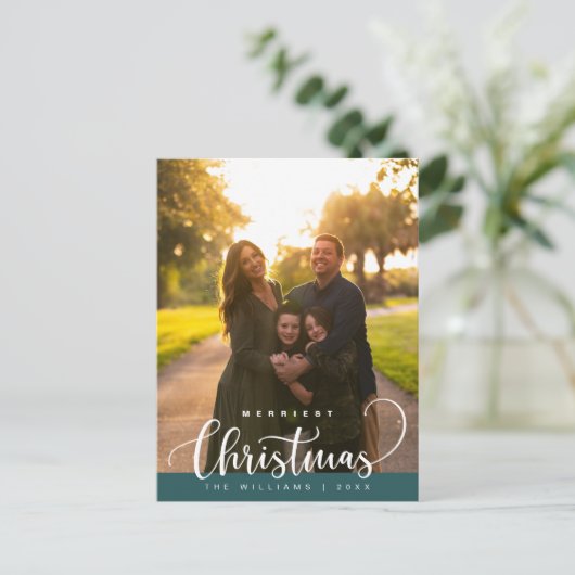 Love and Joy, Merry Christmas Family Photo Briefkaart (Staand voorkant)