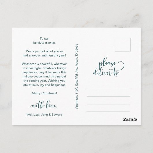 Love and Joy, Merry Christmas Family Photo Briefkaart (Achterkant)