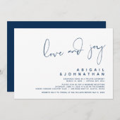 Love and Joy, Modern Wedding Elopement, Navy Blue Kaart (Voorkant / Achterkant)