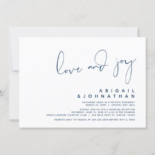 Love and Joy, Modern Wedding Elopement, Navy Blue Kaart