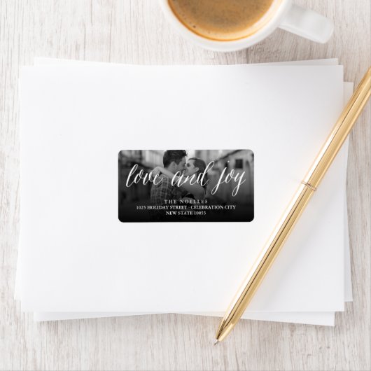 Love and Joy Mr. & Mrs. 1st kerstfoto Wedding Etiket (Insitu)