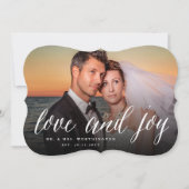Love and Joy Mr. & Mrs. 1st kerstfoto Wedding Feestdagenkaart (Voorkant)