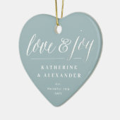 Love and Joy Mr. & Mrs. 1st kerstfoto Wedding Keramisch Ornament (Links)