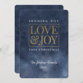 Love and Joy Sapphire Emerald Feestdagenkaart (Voorkant / Achterkant)