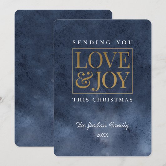 Love and Joy Sapphire Emerald Feestdagenkaart (Voorkant / Achterkant)