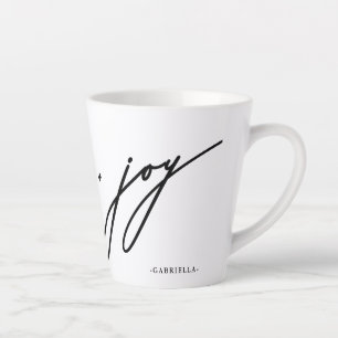 Love and Joy Script Zwarte naam Kerstvakantie Latte Mok
