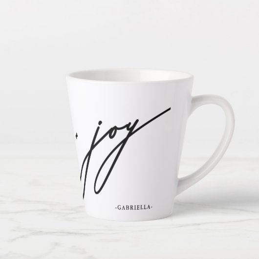 Love and Joy Script Zwarte naam Kerstvakantie Latte Mok (Rechts)