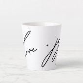 Love and Joy Script Zwarte naam Kerstvakantie Latte Mok (Voorkant)