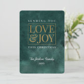 Love and Joy Waterverf Emerald Feestdagenkaart (Staand voorkant)