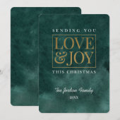 Love and Joy Waterverf Emerald Feestdagenkaart (Voorkant / Achterkant)