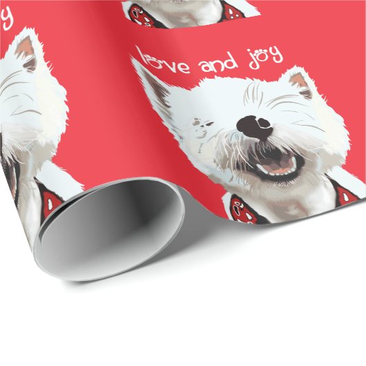 Love and Joy Westie Cadeaupapier (Rol Hoek)