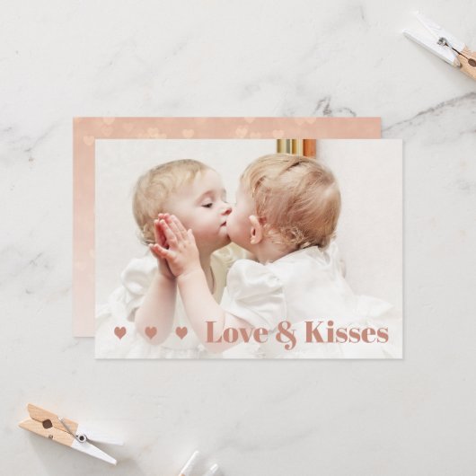 Love and Kisses Cute Photo Valentijn Kaart (Voorkant / Achterkant in situ)