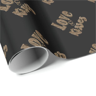 Love and Kisses Romantic Elegant Gold Typography Cadeaupapier