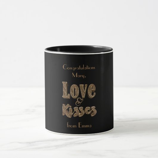 Love and Kisses Romantic Elegant Gold Typography Mok (Midden)
