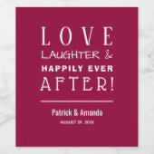 Love and Laughter Cranberry Wedding Wijn Etiket (Enkel label)