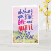 Love and Laughter Happy New Year Card Kaart (Gele Bloem)