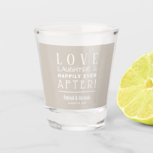 Love and Laughter Taupe Wedding Shot Glas