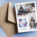 "Love and Light" 3 Foto Collage Happy Hanukkah Feestdagenkaart<br><div class="desc">"Love and Light" Happy Hanukkah Photo Holiday-ontwerp.</div>
