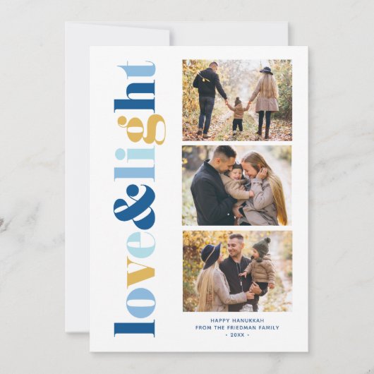 'Love and Light' Gallery of 3 Photos Hanukkah Feestdagenkaart (Voorkant)