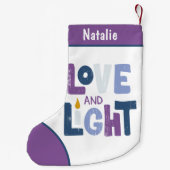 Love and Light Hanukkah Chanukah Persoonlijke naam Kleine Kerstsok (Achterkant)