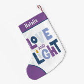 Love and Light Hanukkah Chanukah Persoonlijke naam Kleine Kerstsok (Achterkant (Hangend))