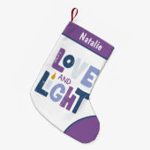 Love and Light Hanukkah Chanukah Persoonlijke naam Kleine Kerstsok (Voorkant (Hangend))