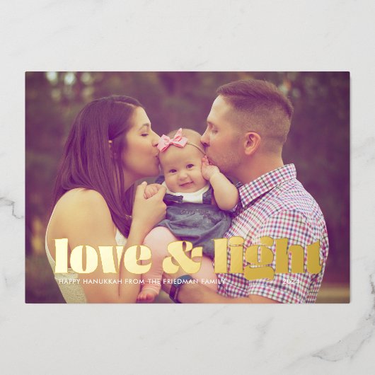 Love and Light Hanukkah Folie Feestdagenkaart (Voorkant)