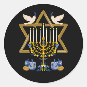 Love and Light Hanukkah Jew Menorah Jewish Chanuka Ronde Sticker