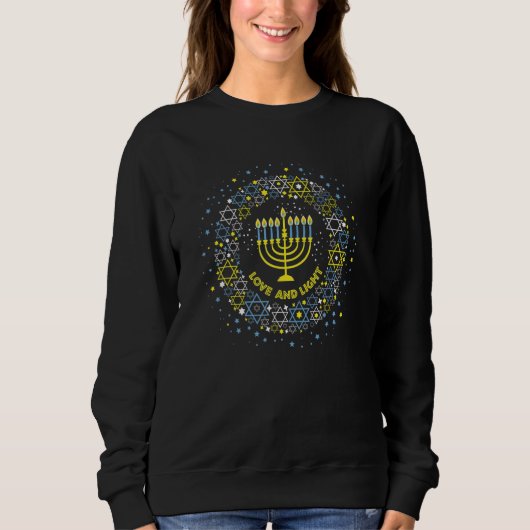 Love And Light Hanukkah Jew Menorah Jewish Chanuka Trui (Voorkant)