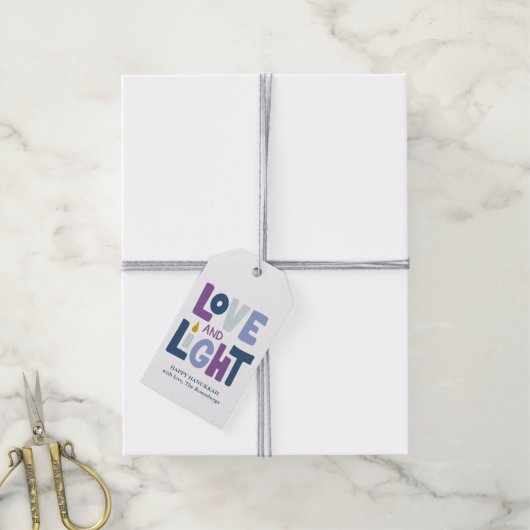 "Love and Light" Hanukkah Label Cadeaulabel (Met Touw)