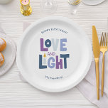 "Love and Light" Hanukkah Label Papieren Bordje<br><div class="desc">"Liefde en licht" Hanukkah-design.</div>