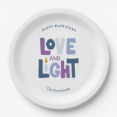 "Love and Light" Hanukkah Label Papieren Bordje (Voorkant)