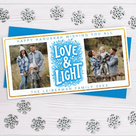 Love and Light Hanukkah Photo Card Feestdagenkaart