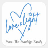 Love and Light Hanukkah Vierkante Sticker (Voorkant)