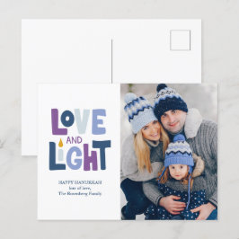 "Love and Light" Happy Hanukkah Photo Holiday Card Feestdagenkaart