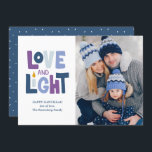 "Love and Light" Happy Hanukkah Photo Holiday Card Feestdagenkaart<br><div class="desc">"Love and Light" Happy Hanukkah Photo Holiday-ontwerp.</div>