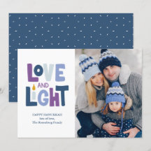 "Love and Light" Happy Hanukkah Photo Holiday Card