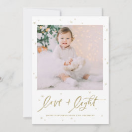 Love and Light Lettering Photo Happy Hanukkah Feestdagenkaart