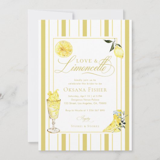 Love and Limoncello Italian Lemon Bridal Shower Kaart (Voorkant)