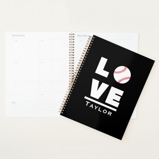 Love and Live Baseball Sports Fan Custom Name Planner (Display)
